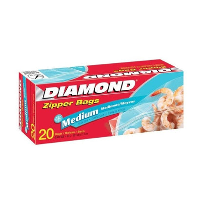 Diamond Zipper Storage Bag Medium 15Ct