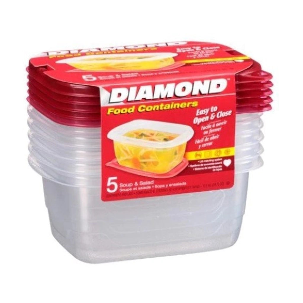 Diamond Soup & Salad Container 5Ct