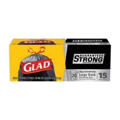 Glad Drawstring Trash 30 Gallon 15Ct