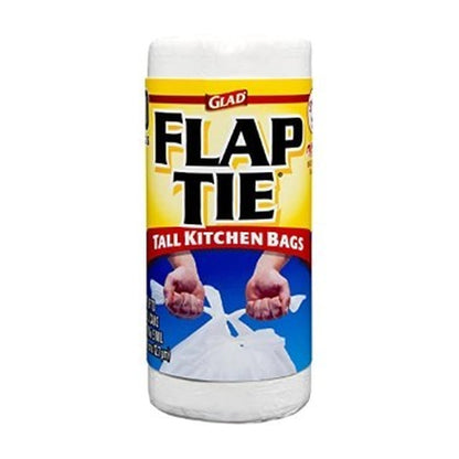 Glad Flap Tie White 13 Gallon 40Ct