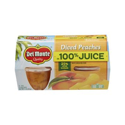 Del Monte Diced Peaches 100% Juice 4*4Oz