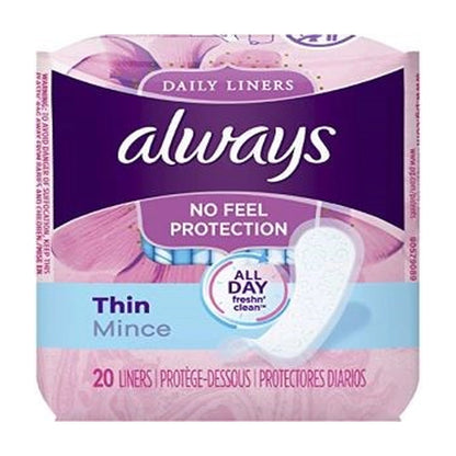 Always Unscented Thin Panty Liners 20Ct