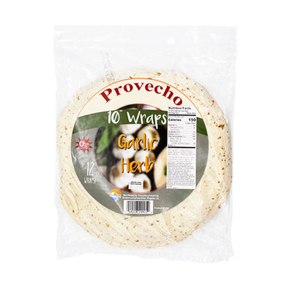Provecho Garlic Herb Wraps 10 Inches 12S