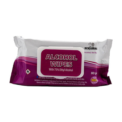 Benjamins Alcohol Wipes 80Ct