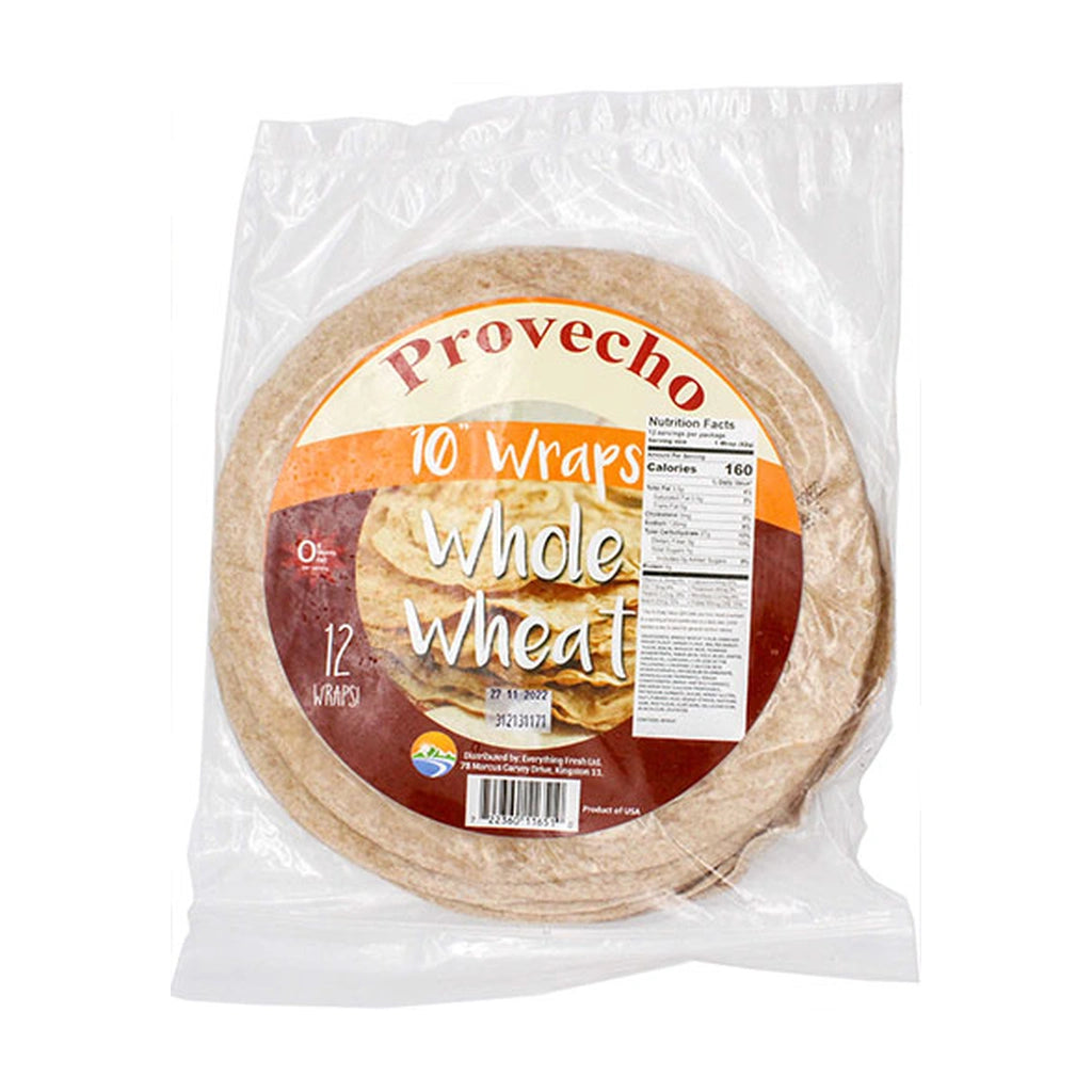 Provecho Whole Wheat Wraps 10 Inches 12C