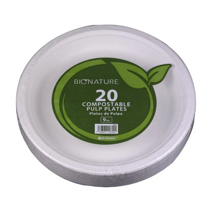 Bionature 9" Compostable Pulp Plates 20C