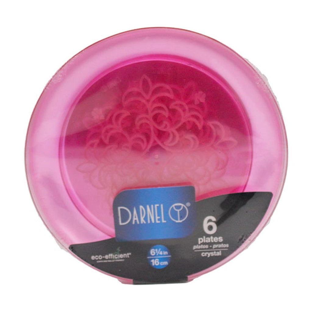 Darnel 6 ?? Plates Clear Pink 6Ct