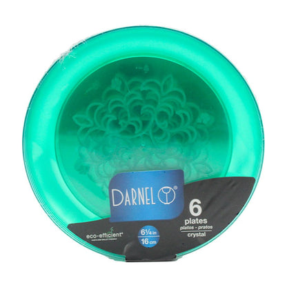 Darnel 6 ??" Plates Clear Green 6Ct