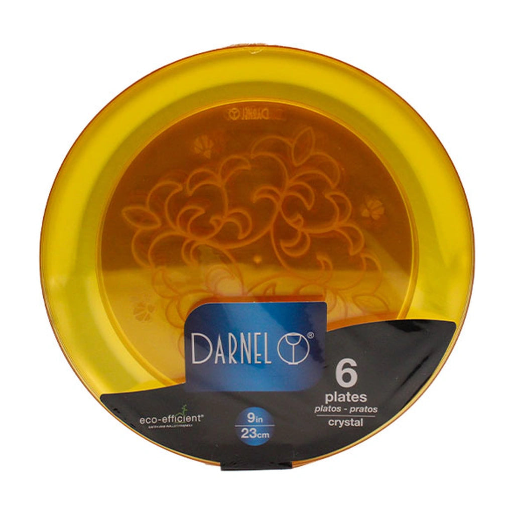 Darnel 9" Plates Clear Yellow 6Ct