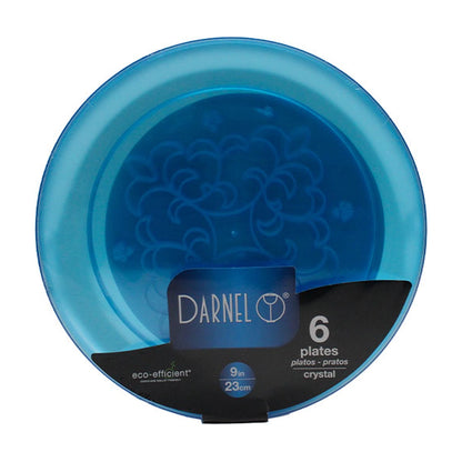 Darnel 9" Plates Clear Blue 6Ct