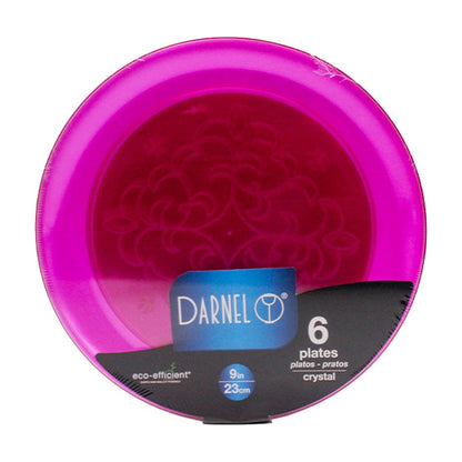 Darnel 9" Plates Clear Pink 6Ct