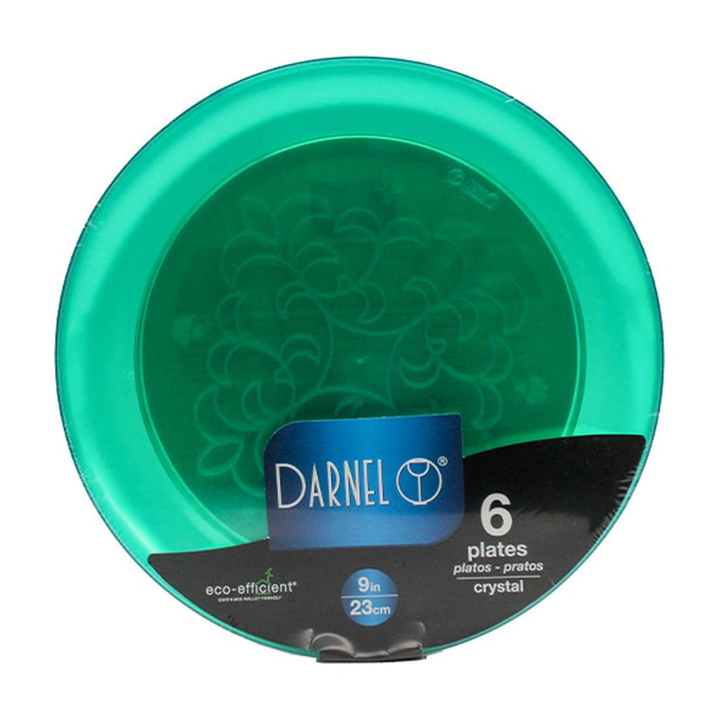 Darnel 9" Plates Clear Green 6Ct