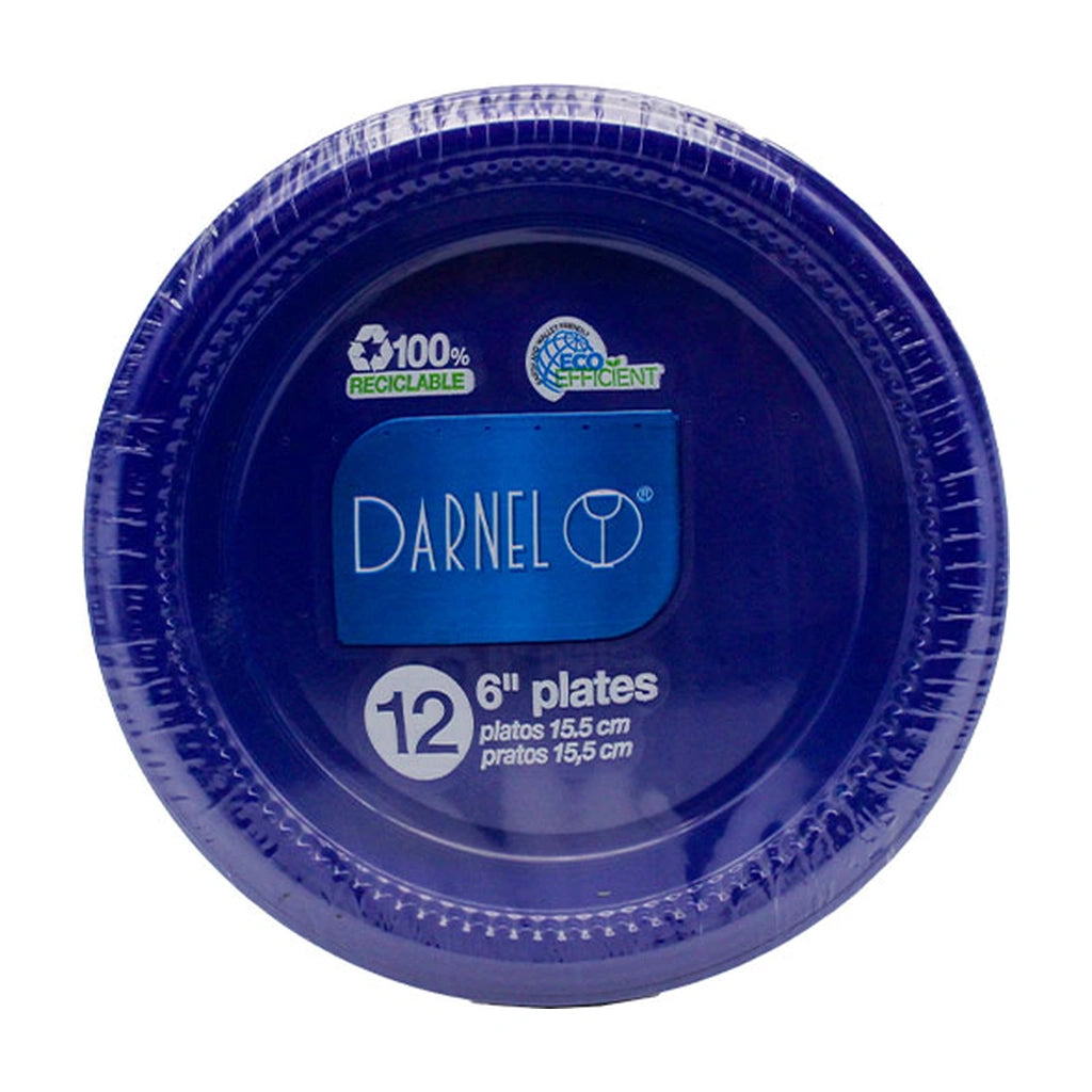 6" Colored Plates Blue