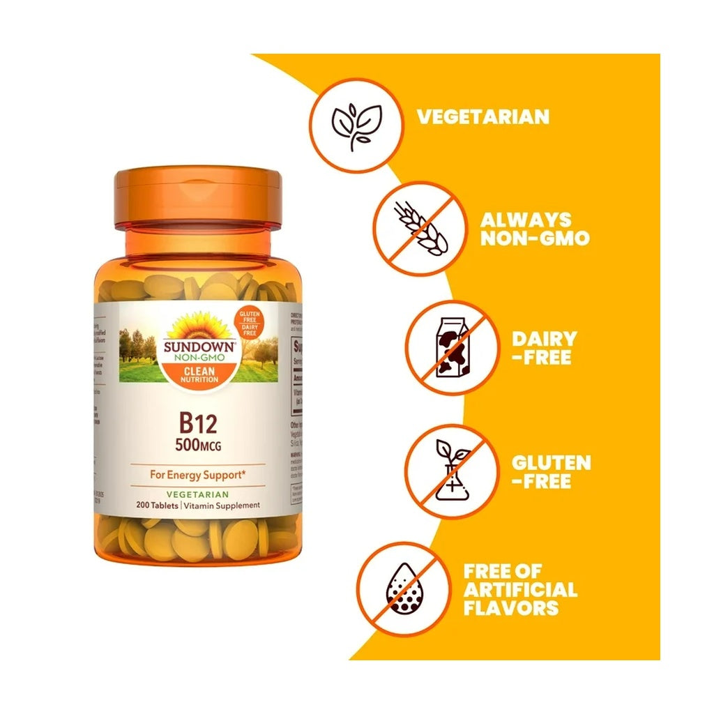 Sundown B12 500Mcg Tabs 200'S