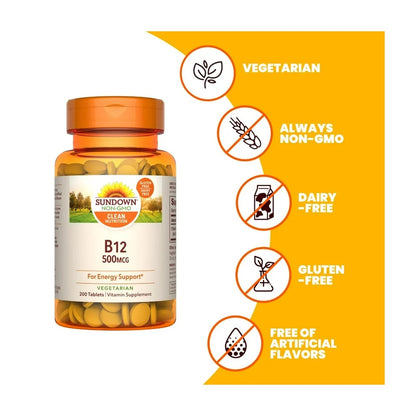 Sundown B12 500Mcg Tabs 200'S